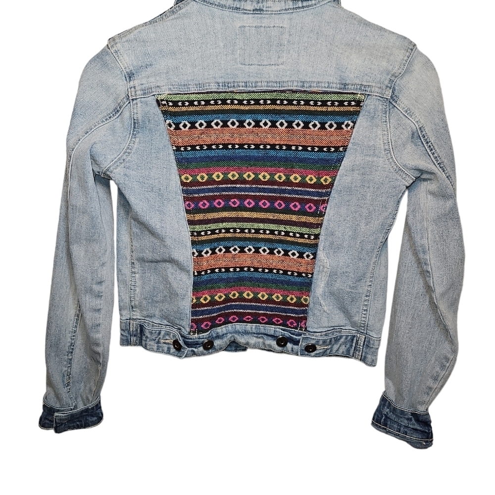 Gianni Bini Girls Colorful Patterned Embroidery Jean Jacket Size M - Picture 2 of 6